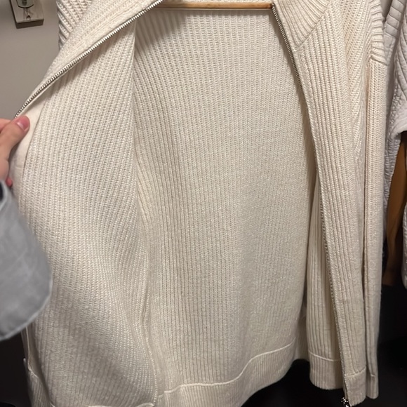 Zara Zip Cardigan Sweater Size M Oyster White - Picture 6 of 6